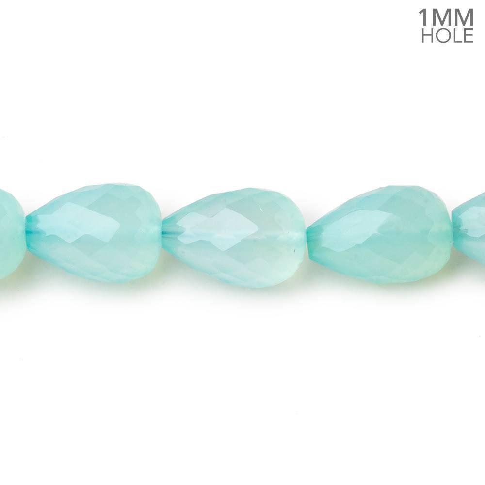 12x8mm Seafoam Blue Chalcedony straight faceted tear drop beads 8inch