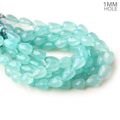 12x8mm Seafoam Blue Chalcedony straight faceted tear drop beads 8inch