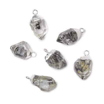 12x8mm Silver Leafed Double Terminated Quartz Natural Crystal Pendant 1 piece