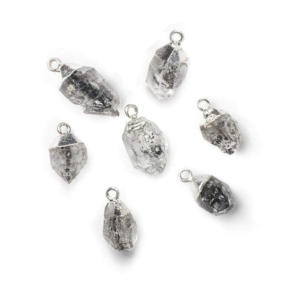 12x8mm Silver Leafed Herkimer Diamond Crystal Quartz Focal Pendant 1 piece