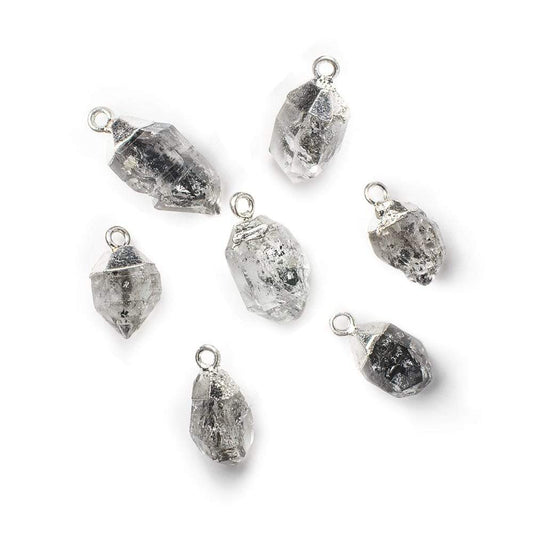12x8mm Silver Leafed Herkimer Diamond Crystal Quartz Focal Pendant 1 piece
