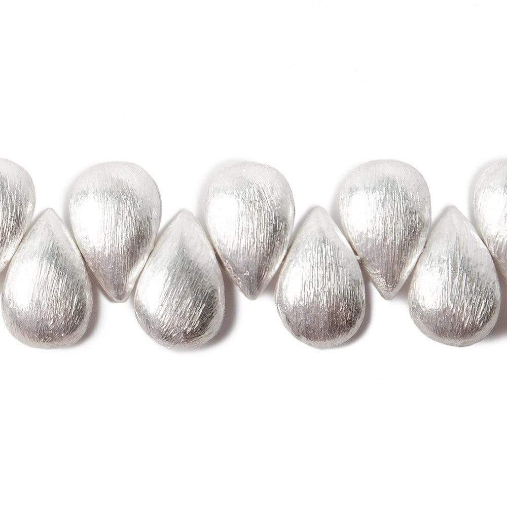 12x8mm Silver plated Copper Brushed Pear Beads 8 inch 32 pcs