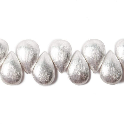 12x8mm Silver plated Copper Brushed Pear Beads 8 inch 32 pcs