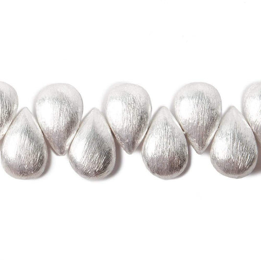 12x8mm Silver plated Copper Brushed Pear Beads 8 inch 32 pcs