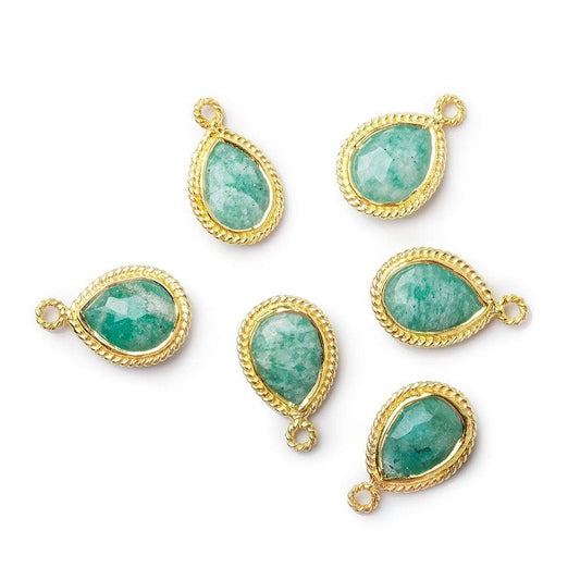 12x8mm Vermeil Rope Bezel Amazonite Pear Pendant 1 piece