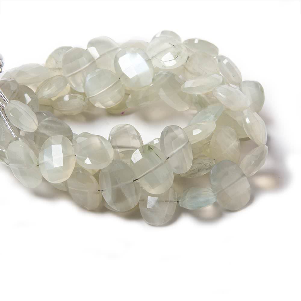 12x9-13x10mm Cream Moonstone side drilled Faceted Cushions 7 inch 17 Beads