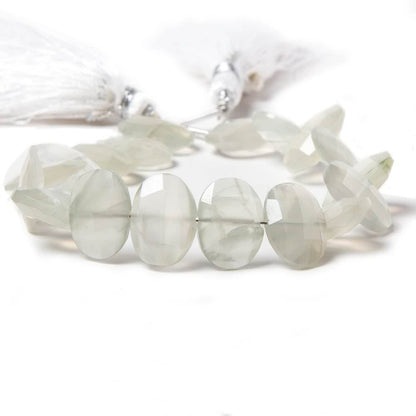 12x9-13x10mm Cream Moonstone side drilled Faceted Cushions 7 inch 17 Beads