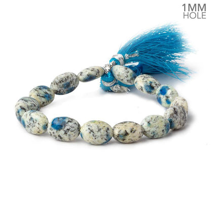 12x9-13x9mm K2 Azurite Granite "K2 Jasper" plain Ovals 7.5 inch 17 beads 1mm hole