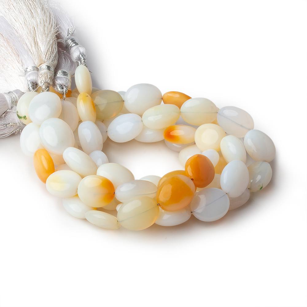 12x15mm White and Yellow Opal plain oval beads 7.5 inch 12 pieces