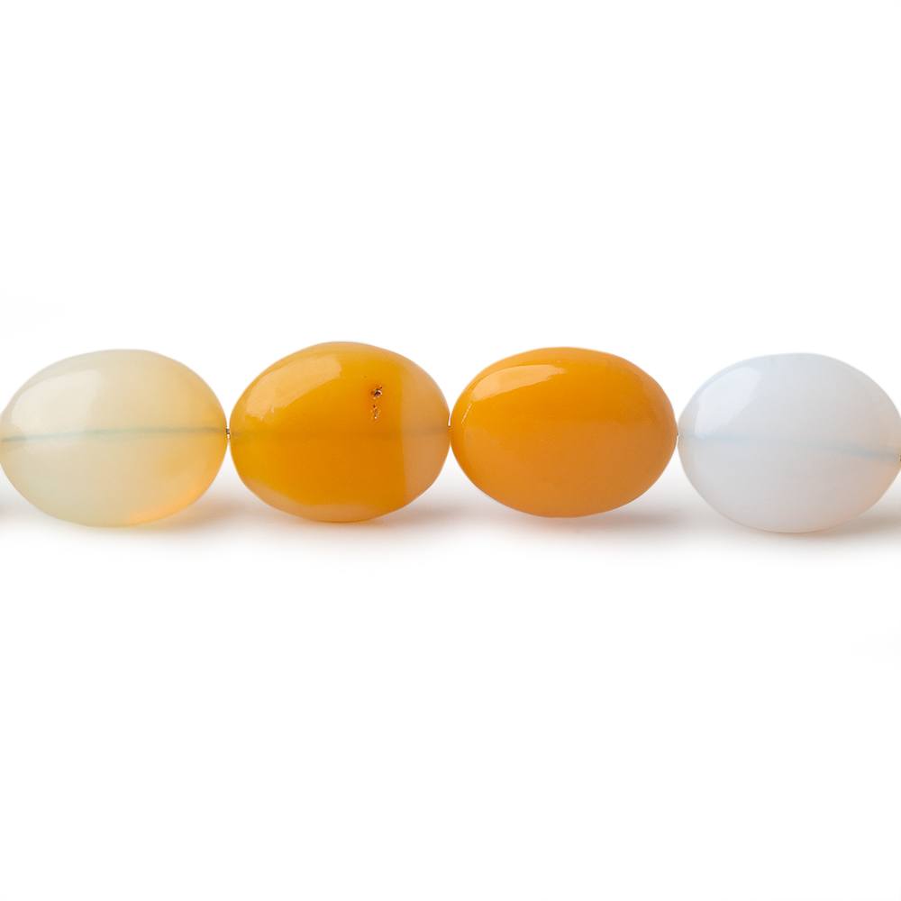 12x15mm White and Yellow Opal plain oval beads 7.5 inch 12 pieces
