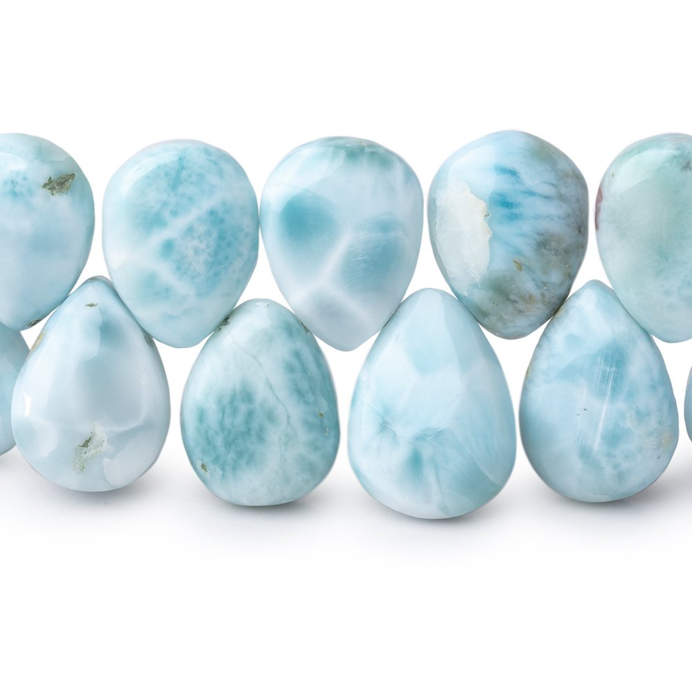 12x9-14x11mm Larimar Plain Pear Beads 7.5 inch 37 pieces AA