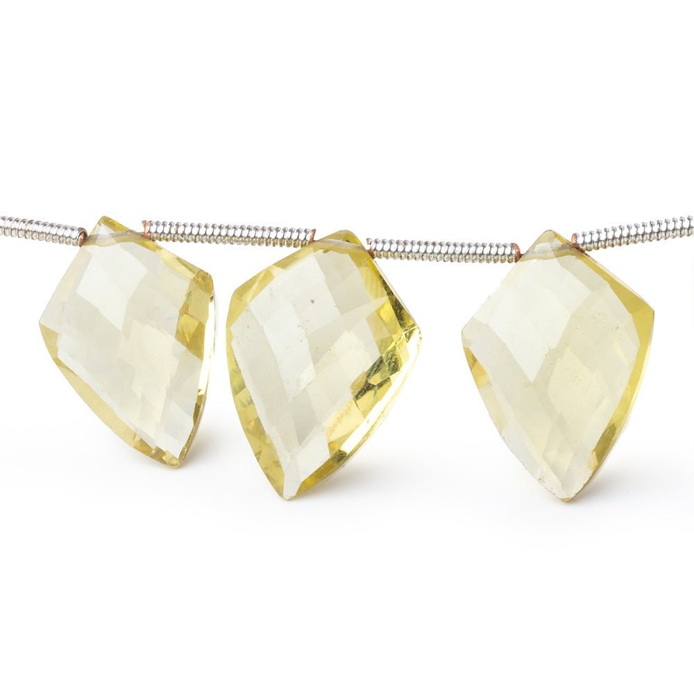 12x9-15x10mm Lemon Quartz Faceted Shield Beads 8 inch 15 pieces