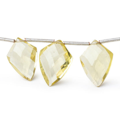 12x9-15x10mm Lemon Quartz Faceted Shield Beads 8 inch 15 pieces