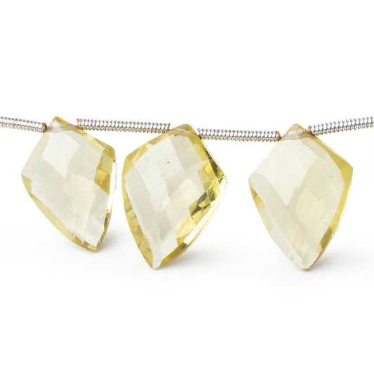 12x9-15x10mm Lemon Quartz Faceted Shield Beads 8 inch 15 pieces