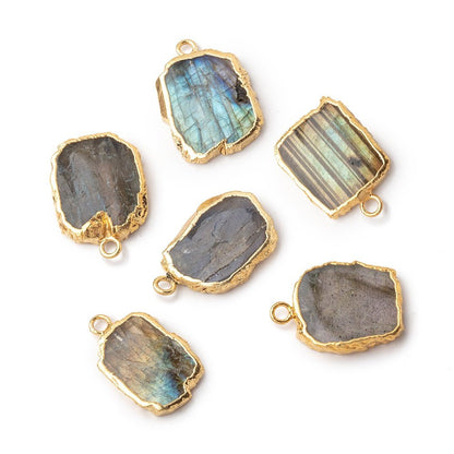 12x9-15x12mm Gold Leafed Labradorite Slice Focal Bead 1 piece
