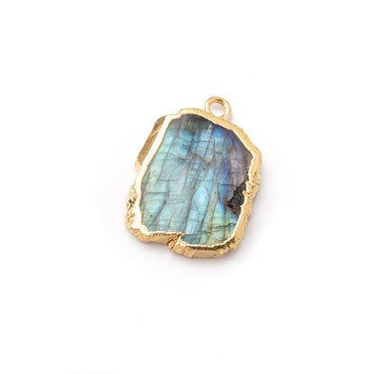 12x9-15x12mm Gold Leafed Labradorite Slice Focal Bead 1 piece