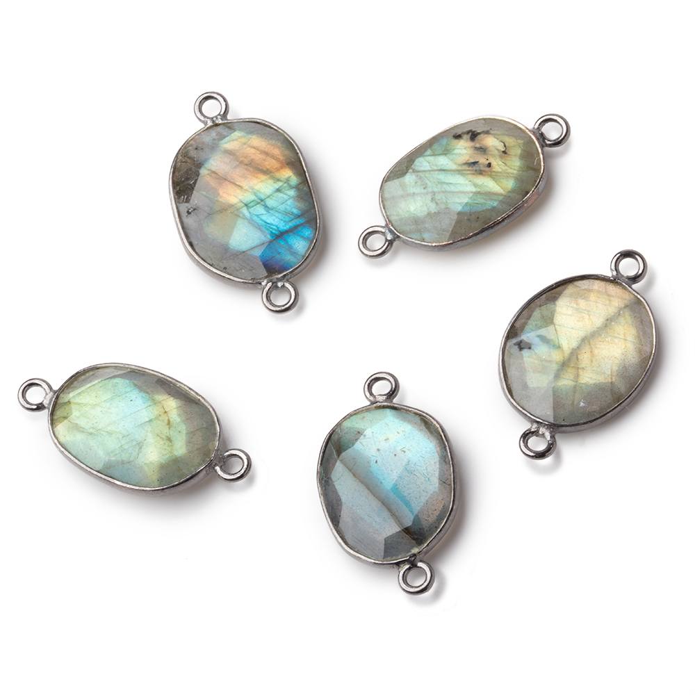 12x9-16x12mm Black Gold Over .925 Bezel Labradorite Nugget 1 Connector