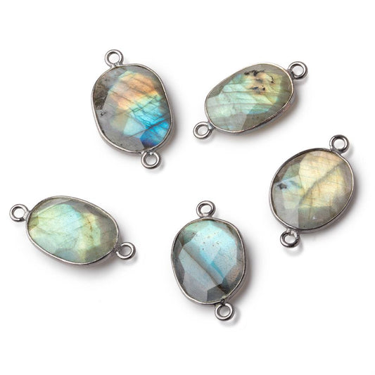 12x9-16x12mm Black Gold Over .925 Bezel Labradorite Nugget 1 Connector