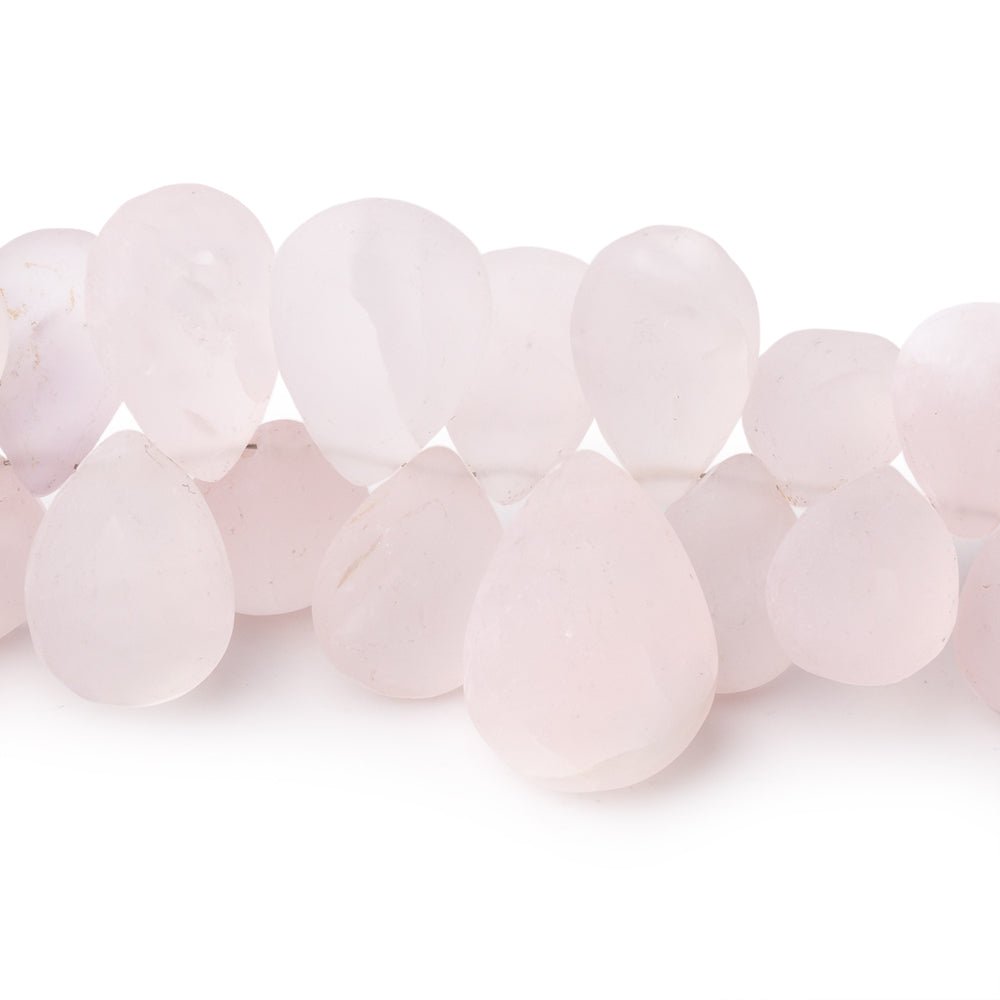 12x9-16x12mm Matte Rose Quartz Plain Pears 7 inch 41 Beads