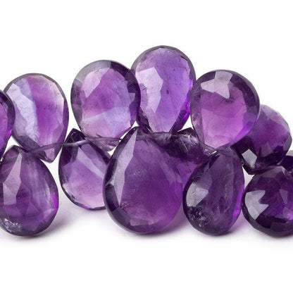 12x9-17x12mm Amethyst Faceted Pear Beads 8 inch 47 pieces