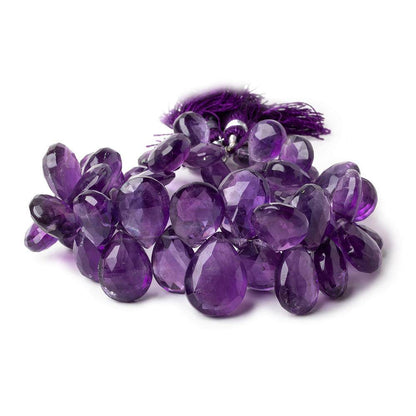 12x9-17x12mm Amethyst Faceted Pear Beads 8 inch 47 pieces