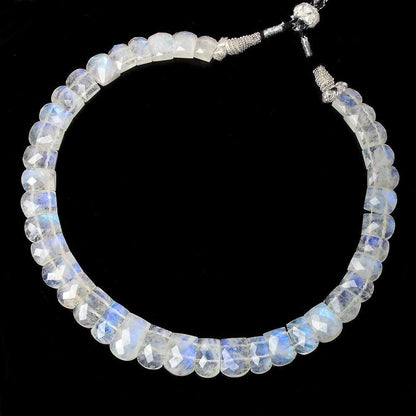 12x9-19x12mm Rainbow Moonstone double drilled faceted fancy shape collar 39 beads