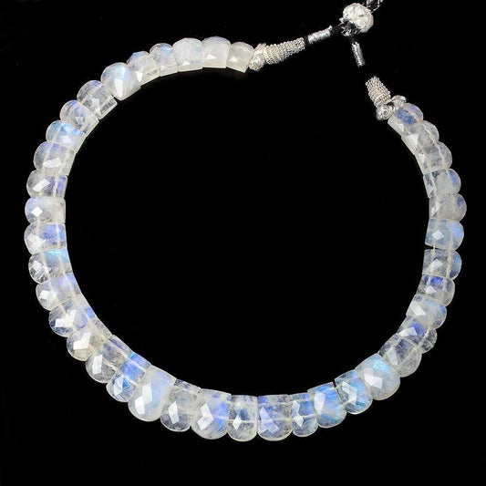 12x9-19x12mm Rainbow Moonstone double drilled faceted fancy shape collar 39 beads