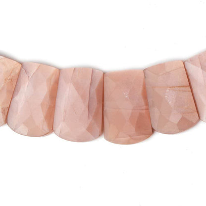 12x9-22x14mm Angel Skin Peach Moonstone double drilled faceted fancy shape collar 32 beads
