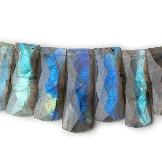 12x9-33x12mm Labradorite double drilled faceted fancy shape collar 40 beads AA