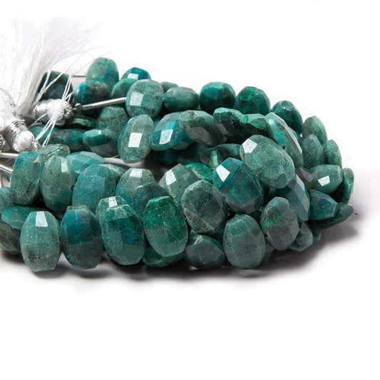 12x9mm Chrysocolla side drilled Faceted Cushion Beads 6 inch 17 pieces