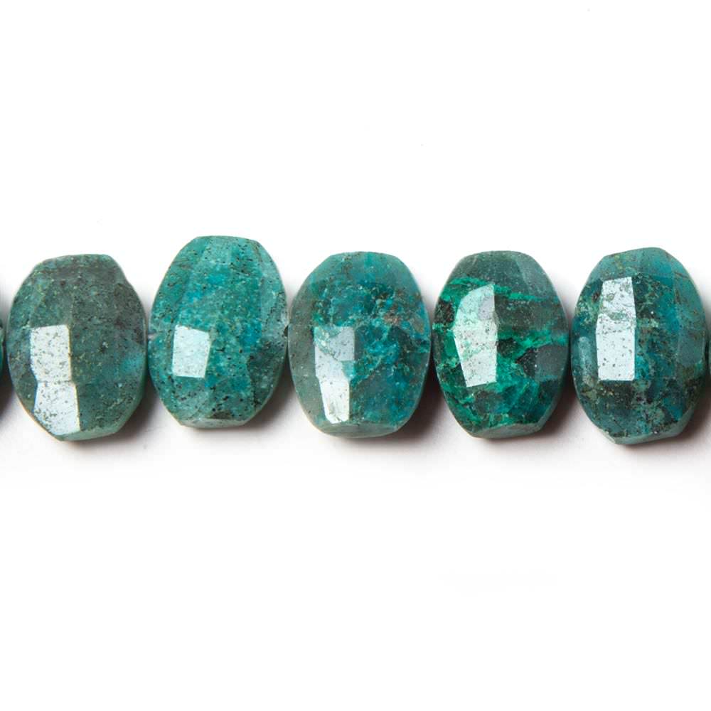 12x9mm Chrysocolla side drilled Faceted Cushion Beads 6 inch 17 pieces