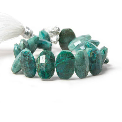 12x9mm Chrysocolla side drilled Faceted Cushion Beads 6 inch 17 pieces