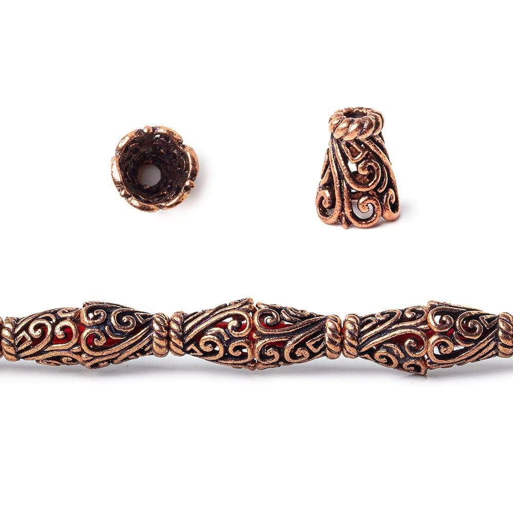 12x9mm Copper Scroll Vine Bead Cap 8 inch 18 pcs