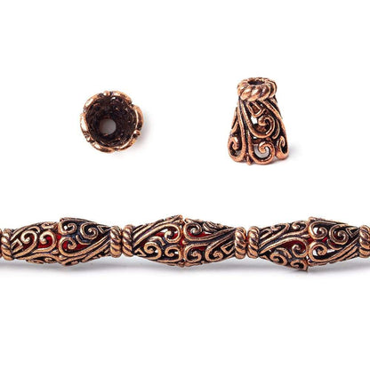 12x9mm Copper Scroll Vine Bead Cap 8 inch 18 pcs