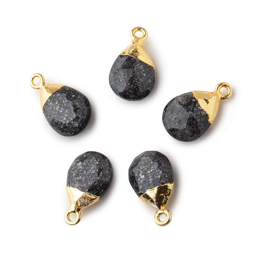 12x9mm Gold Leafed Celestial Quartz faceted pear 1 focal bead