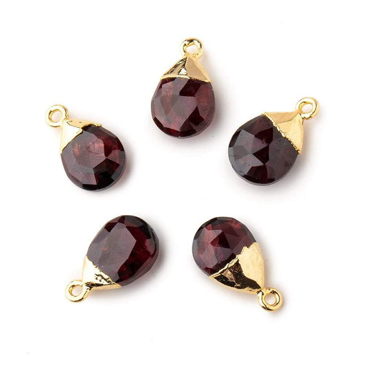 12x9mm Gold Leafed Garnet faceted pear 1 focal bead