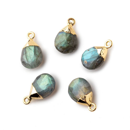 12x9mm Gold Leafed Labradorite faceted pear 1 focal bead