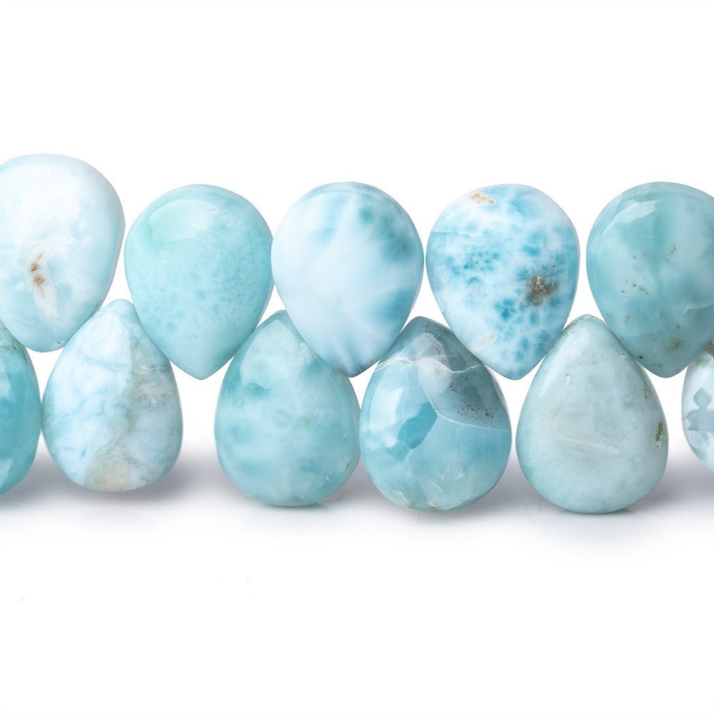 12x9mm Larimar Plain Pear Beads 7.5 inch 36 pieces AA
