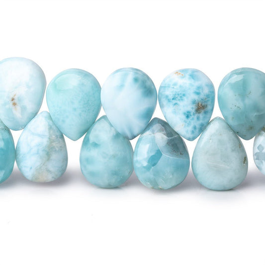 12x9mm Larimar Plain Pear Beads 7.5 inch 36 pieces AA