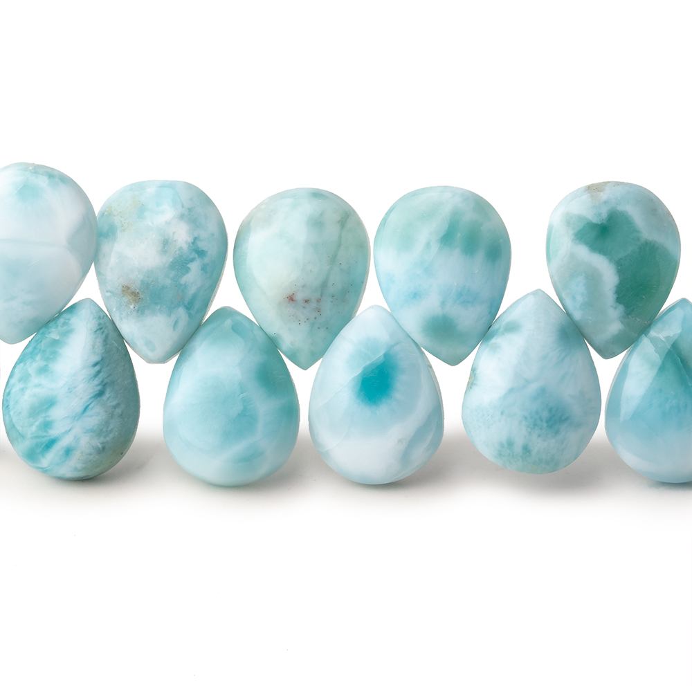 12x9mm Larimar Plain Pear Beads 7.5 inch 37 pieces AA