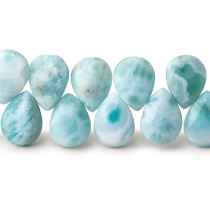 12x9mm Larimar Plain Pear Beads 7.5 inch 37 pieces AA