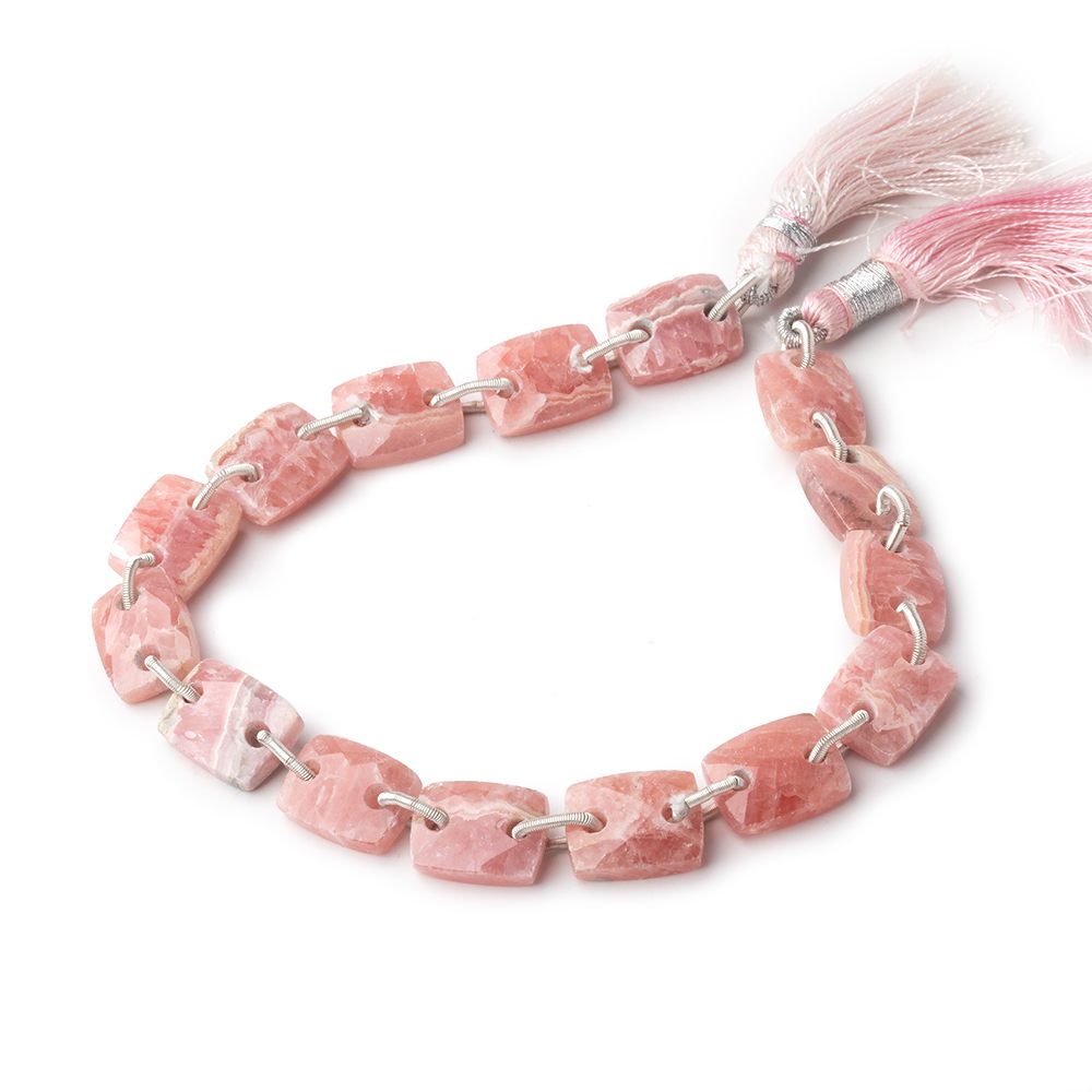 12x9mm Rhodochrosite Double Drilled Rectangles 8 inch 15 Beads 2mm Holes