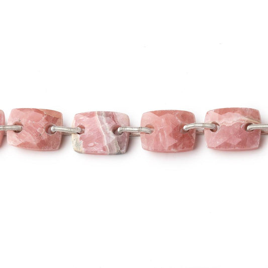 12x9mm Rhodochrosite Double Drilled Rectangles 8 inch 15 Beads 2mm Holes