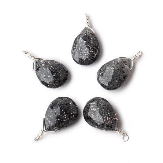 12x9mm Silver Wire Wrapped Celestial Quartz Faceted Pear 1 Focal Pendant