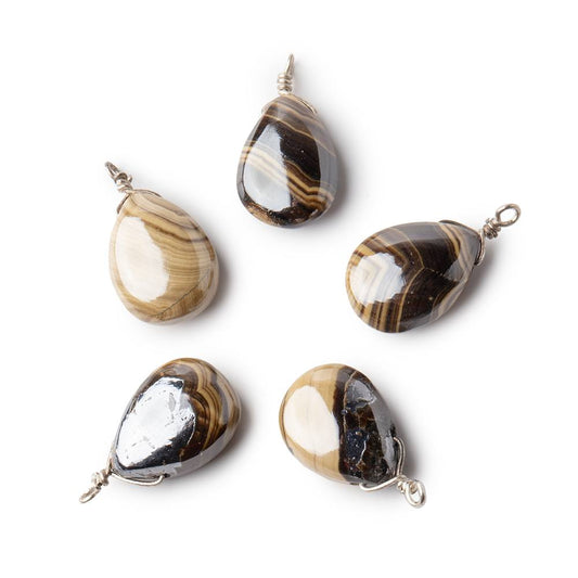 12x9mm Silver Wire Wrapped Schalenblende Plain Pear 1 Focal Pendant