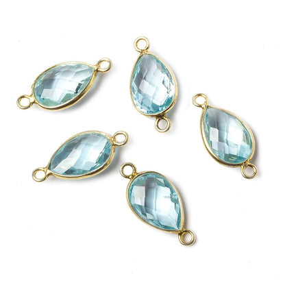 12x9mm Vermeil Bezel Sky Blue Topaz faceted pear Petite Connector 1 piece