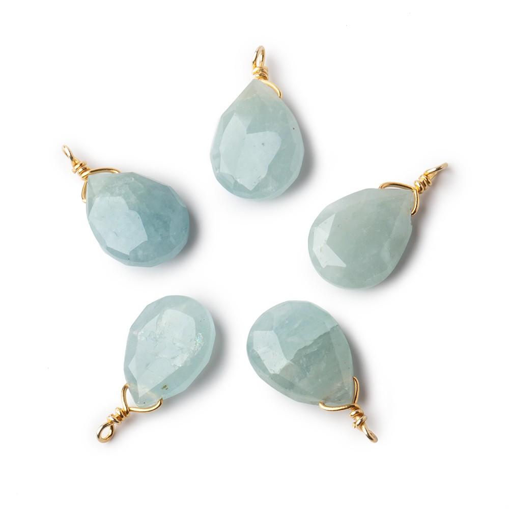 12x9mm Vermeil Wire Wrapped Aquamarine Faceted Pear 1 Focal Pendant