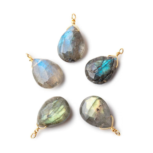 12x9mm Vermeil Wire Wrapped Labradorite Faceted Pear 1 Focal Pendant