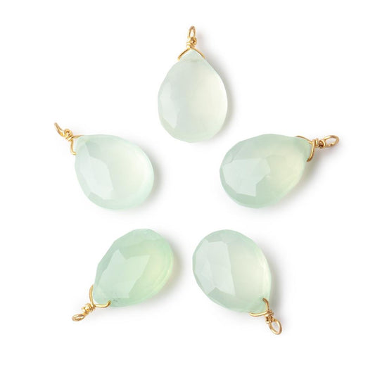 12x9mm Vermeil Wire Wrapped Lime Chalcedony Faceted Pear 1 Focal Pendant