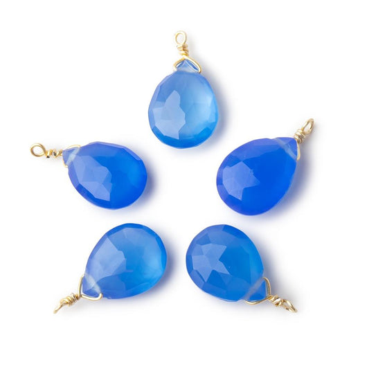 12x9mm Vermeil Wire Wrapped Santorini Chalcedony Faceted Pear 1 Focal Pendant